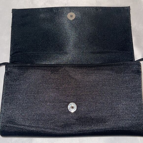 Unbranded Satin Black Evening Bag with a Rhinestone Buckle - Picture 6 of 11
